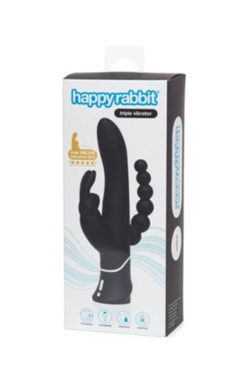 Love Honey Happy Rabbit Triple Curve Rechargeable Rabbit Vibrator Black