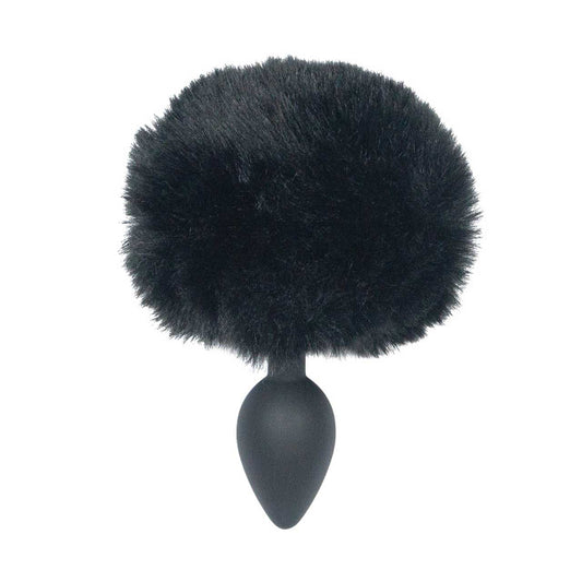 Punishment Bunny Tail Silicone Butt Plug - Black