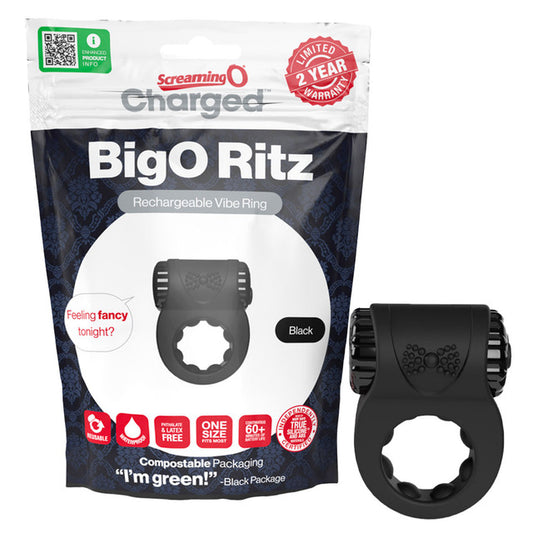 ScreamingO Charged BigO Ritz Vibrating Cock Ring Black