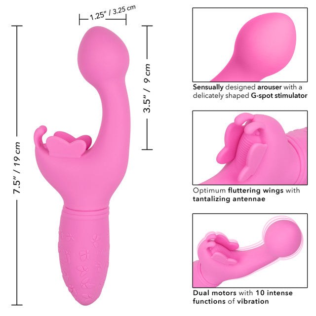 CalExotics Rechargeable Butterfly Kiss Vibrator Purple/Pink/Blue