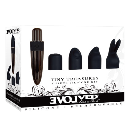 Evolved Tiny Treasures Black Chrome USB Rechargeable Mini Massager Vibrator