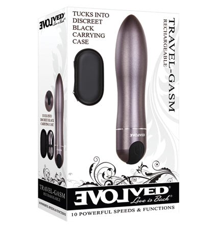 Evolved Travel-Gasm Gray 9cm USB Rechargeable Bullet Vibrator with Travel Case