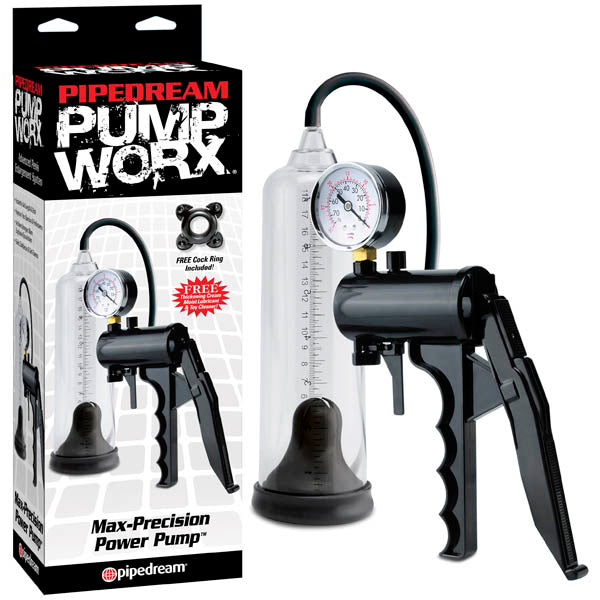 Pipedream Pump Worx Max-precision Power Pump - Clear/Black Penis Pump with Gauge