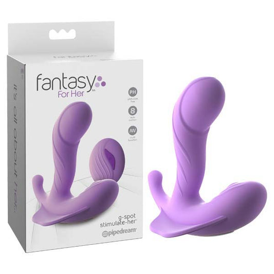 Pipedream Fantasy For Her G-Spot Stimulate-Her - Purple USB Rechargeable Vibrator with Clit Stimulator and Wireless Remote