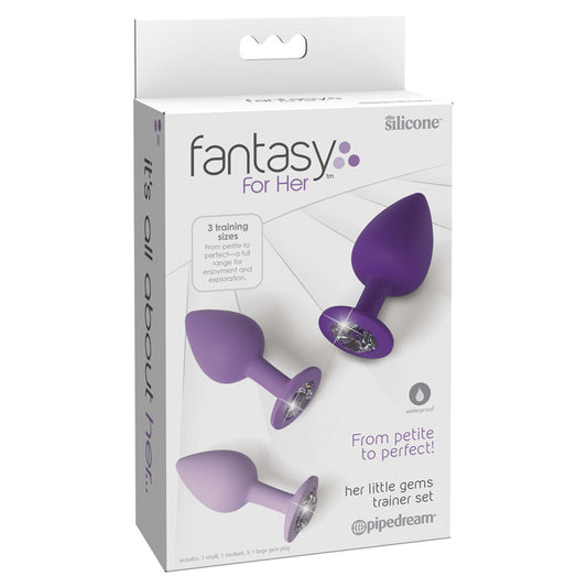 Pipedream Fantasy For Her Little Gems Trainer Set - Purple Butt Plugs with Jewel Bases - Set of 3 Sizes