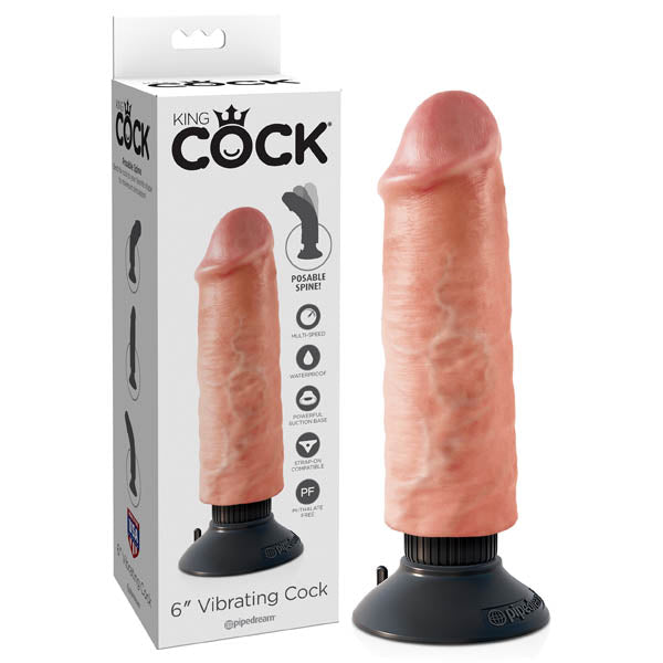 Pipedream King Cock 6" Vibrating Cock Flesh 15.2cm Vibrating Dong