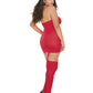 Dreamgirl Plus Size Sheer Garter Bodystocking with Thigh High Red Size Queen