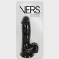 VERS Liquid Silicone Suction Dildo - Black 20cm Dong with Internal Steel Balls