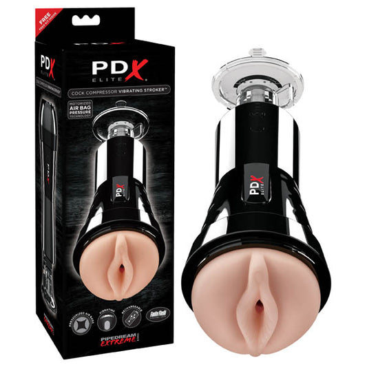 Pipedream PDX Elite Cock Compressor Vibrating Pussy Stroker with Suction Base