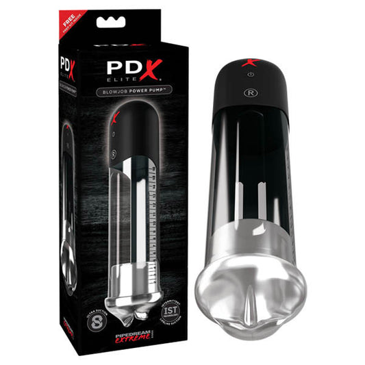 Pipedream PDX Elite Blowjob Power Pump - Black Powered Penis Pump with Mouth Stroker Sleeve