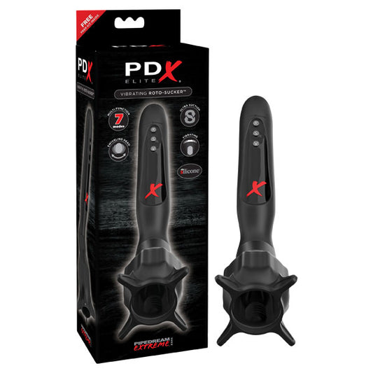 Pipedream PDX Elite Vibrating Roto-Sucker - Black Vibrating Head Masturbator