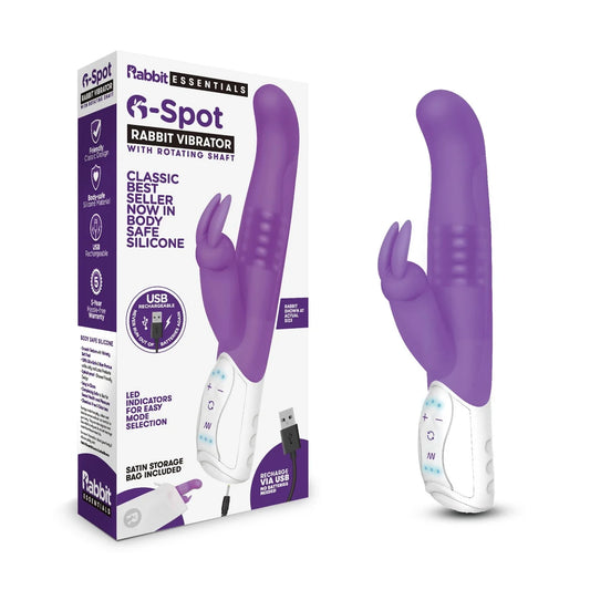 Rabbit Essentials Rechargeable G-Spot Rabbit Vibrator Purple