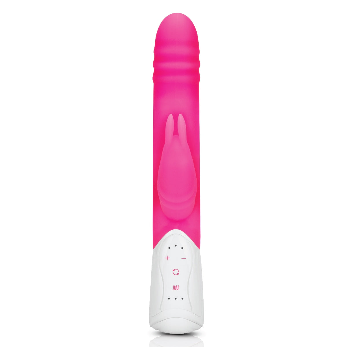 Rabbit Essentials Rechargeable Double Penetration Rabbit Vibrator Hot Pink