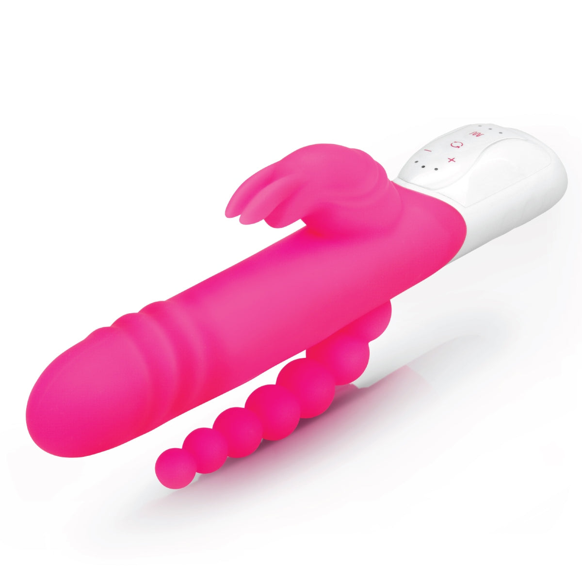 Rabbit Essentials Rechargeable Double Penetration Rabbit Vibrator Hot Pink