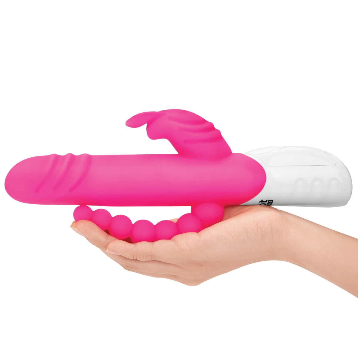 Rabbit Essentials Rechargeable Double Penetration Rabbit Vibrator Hot Pink