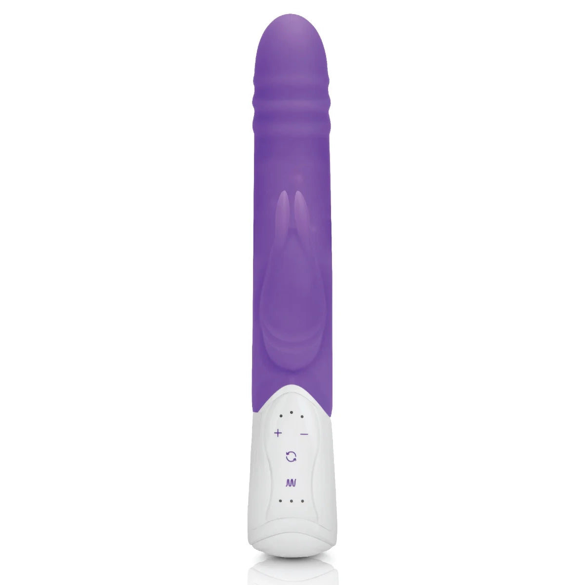 Rabbit Essentials Rechargeable Double Penetration Rabbit Vibrator Hot Purple