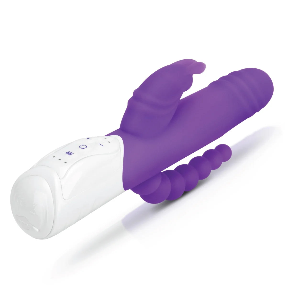 Rabbit Essentials Rechargeable Double Penetration Rabbit Vibrator Hot Purple