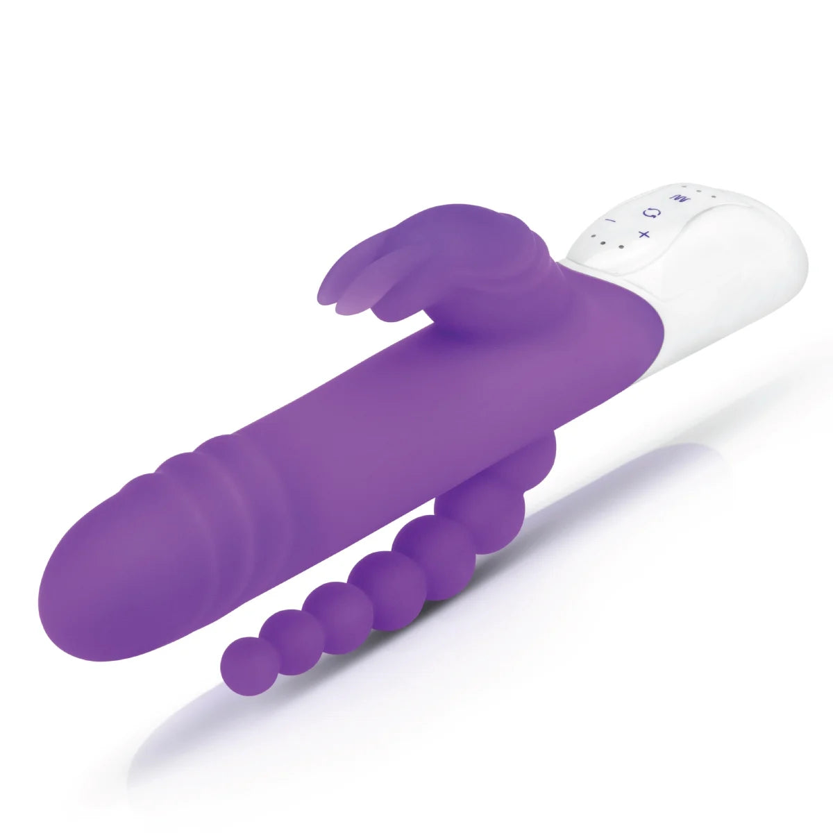 Rabbit Essentials Rechargeable Double Penetration Rabbit Vibrator Hot Purple