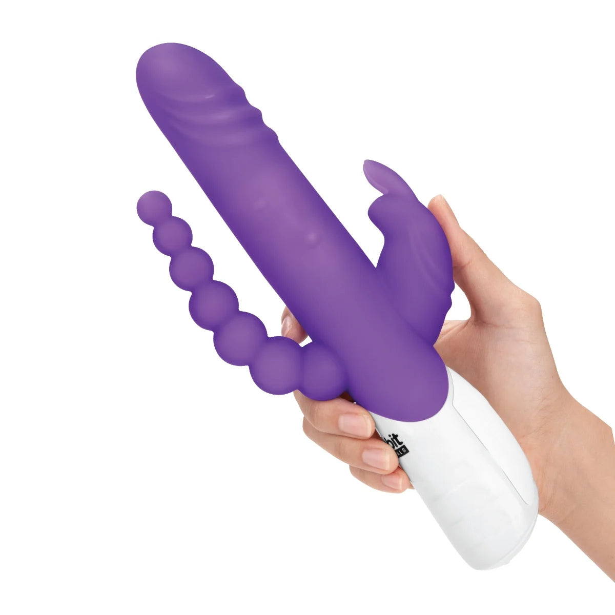 Rabbit Essentials Rechargeable Double Penetration Rabbit Vibrator Hot Purple