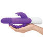 Rabbit Essentials Rechargeable Double Penetration Rabbit Vibrator Hot Purple