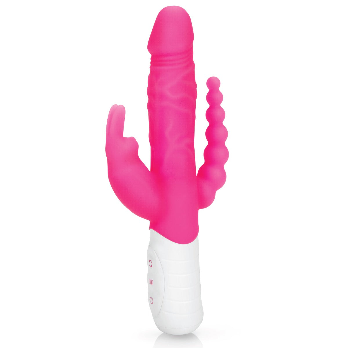 Rabbit Essentials Rechargeable Slim Double Penetration Rabbit Vibrator Hot Pink