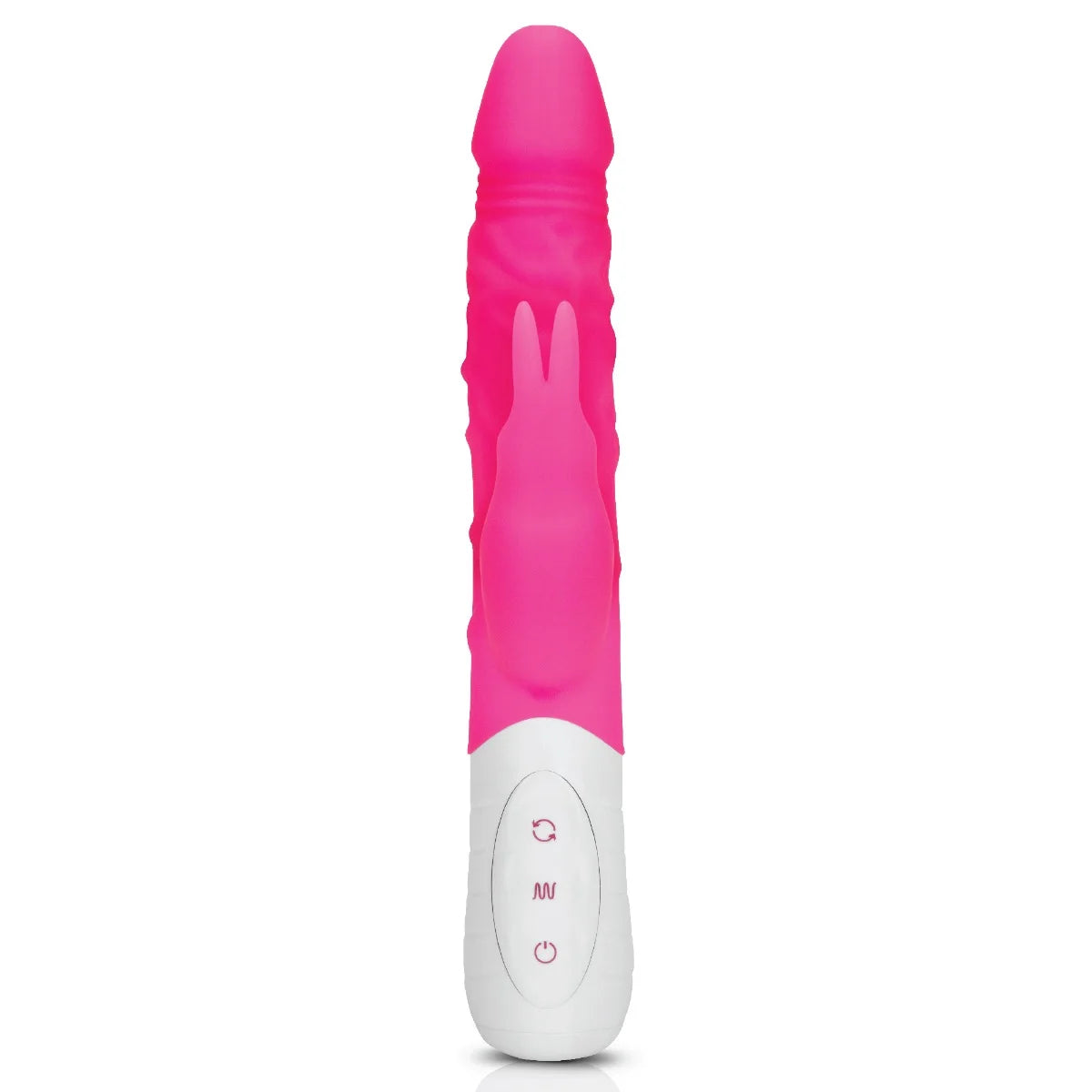 Rabbit Essentials Rechargeable Slim Double Penetration Rabbit Vibrator Hot Pink