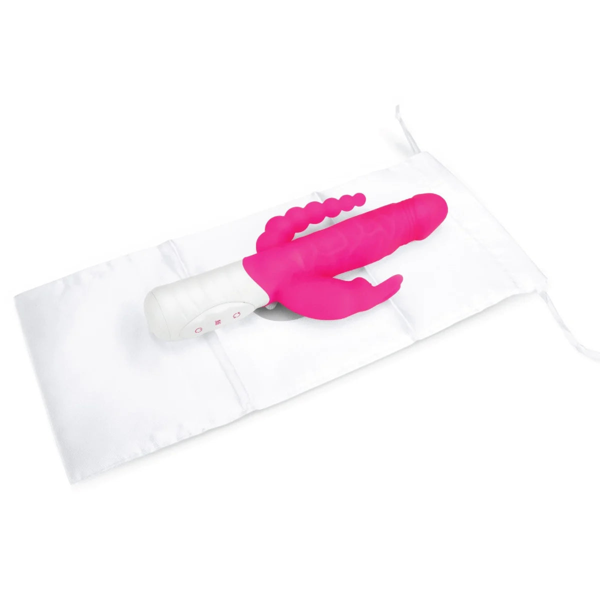 Rabbit Essentials Rechargeable Slim Double Penetration Rabbit Vibrator Hot Pink