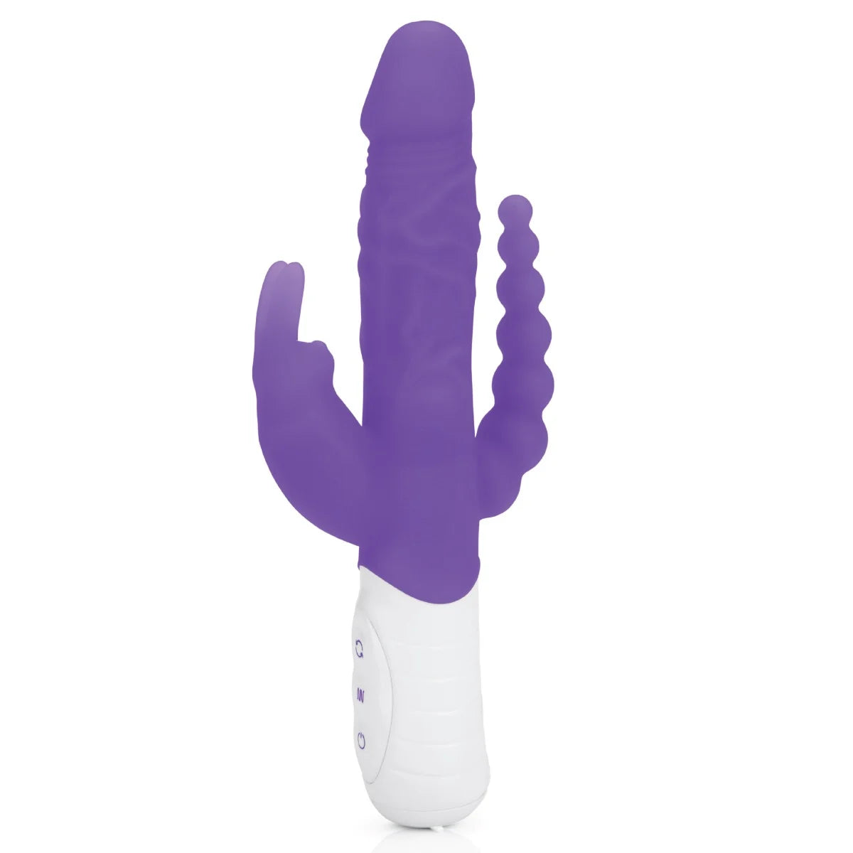 Rabbit Essentials Rechargeable Slim Double Penetration Rabbit Vibrator Hot Purple