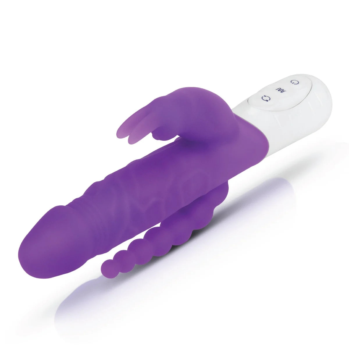 Rabbit Essentials Rechargeable Slim Double Penetration Rabbit Vibrator Hot Purple