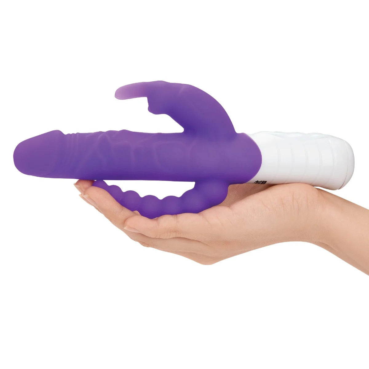 Rabbit Essentials Rechargeable Slim Double Penetration Rabbit Vibrator Hot Purple