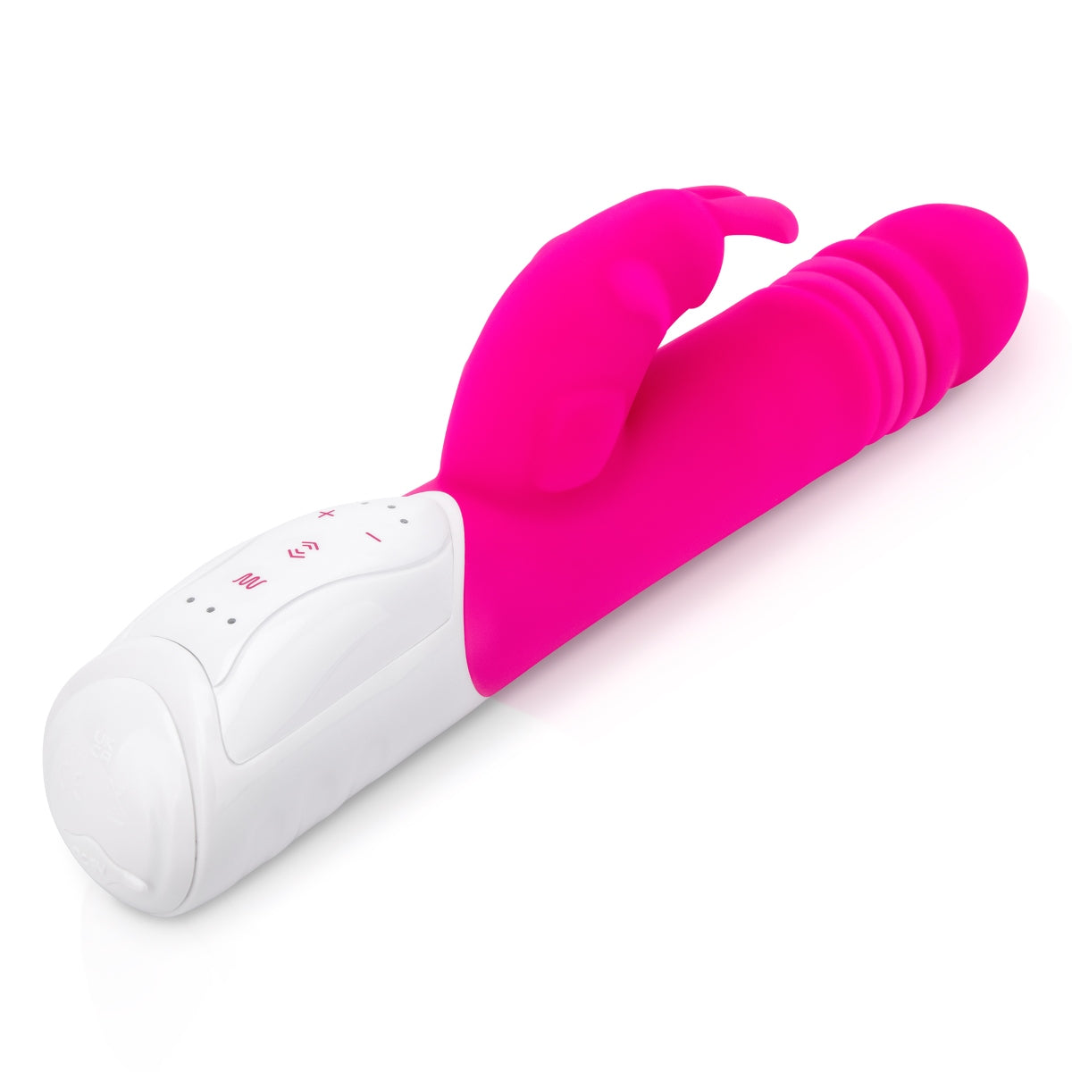 Rabbit Essentials Rechargeable G-Spot Thrusting Rabbit Vibrator Hot Pink