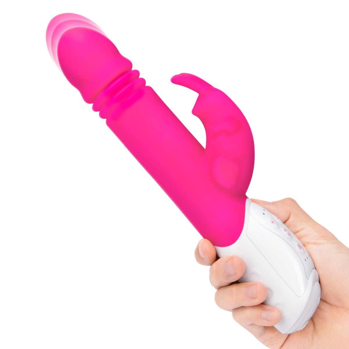 Rabbit Essentials Rechargeable G-Spot Thrusting Rabbit Vibrator Hot Pink