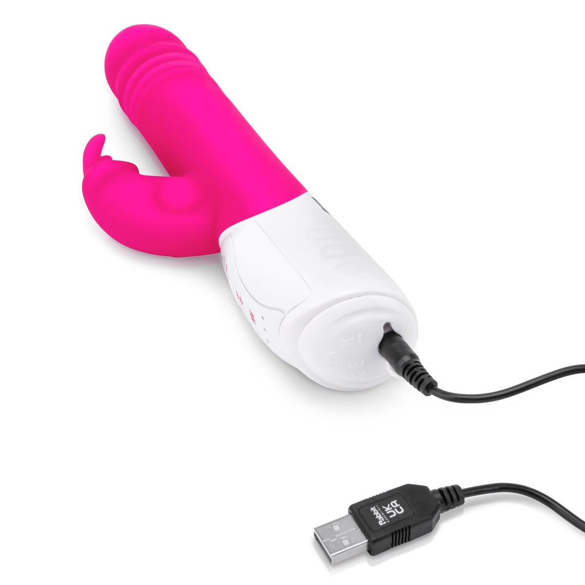 Rabbit Essentials Rechargeable G-Spot Thrusting Rabbit Vibrator Hot Pink