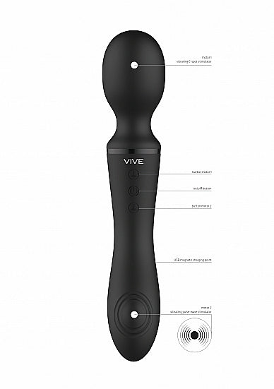 Shots Toys | VIVE Enora Wand and Vibrator Double Ended Black