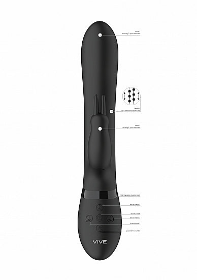 Shots Toys | VIVE Amoris 23cm USB Rechargeable Beads Rabbit Vibrator Black