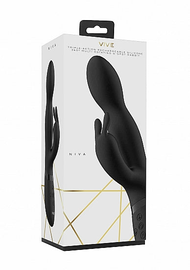 Shots Toys | VIVE Niva 360 Degrees G-Spot Rabbit Vibrator USB Rechargeable Black