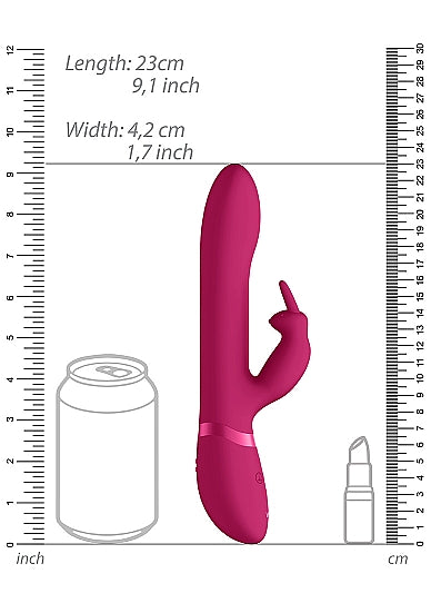 Shots Toys | VIVE Amoris 23cm USB Rechargeable Beads Rabbit Vibrator Pink