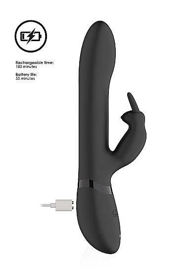 Shots Toys | VIVE Amoris 23cm USB Rechargeable Beads Rabbit Vibrator Black