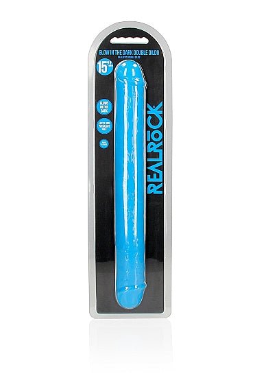 Shots Toys | REALROCK 38cm Double Dong - Blue (15") Glow In The Dark