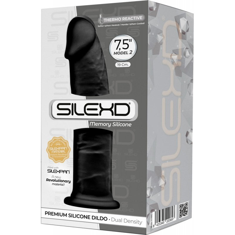 Adrien Lastic Silexd 7.5" Model 2 Realistic Silicone Dildo - Black