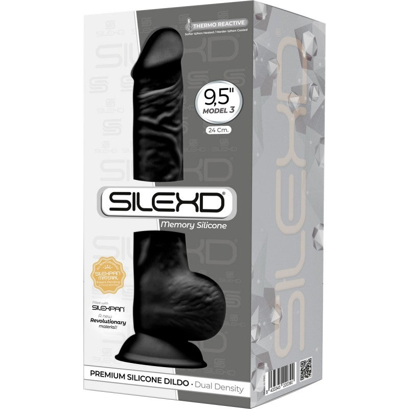 Adrien Lastic Silexd 9.5" Model 3 Realistic Silicone Dildo - Black