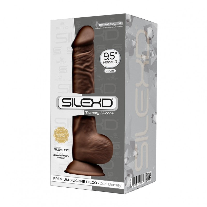 Adrien Lastic Silexd 9.5" Model 3 Realistic Silicone Dildo - Brown