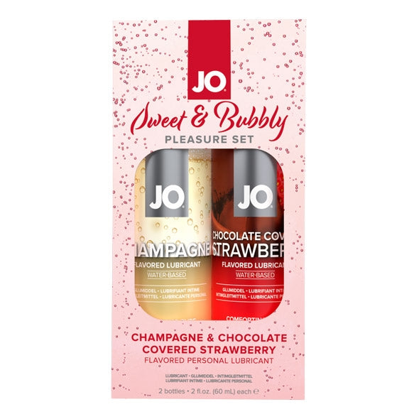 JO Sweet & Bubbly Gift Set Champagne & Chocolate Strawberry Lubricant 2x60ml - 2 Pack