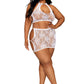 Dreamgirl Plus Size Seamless Lace Bralette and Mini-Skirt Set with Gold-Heart Details Size OSQ