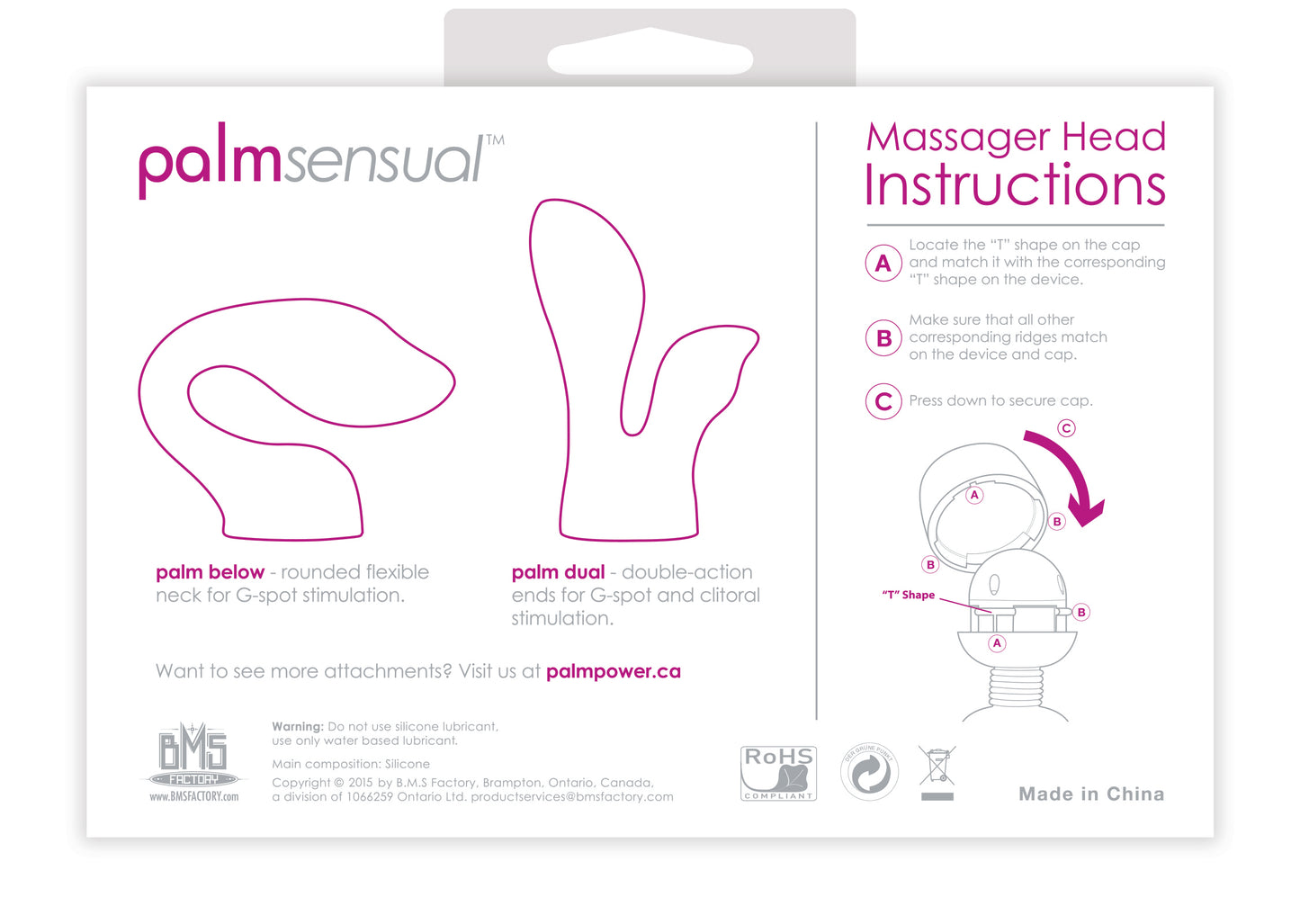 PalmPower PalmSensual Massager Heads Pink (For use with PalmPower)