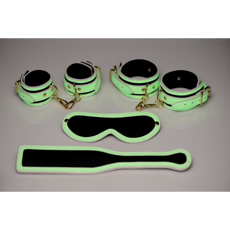 Master Series Kink In the Dark Glowing Bondage Set Flouro Green