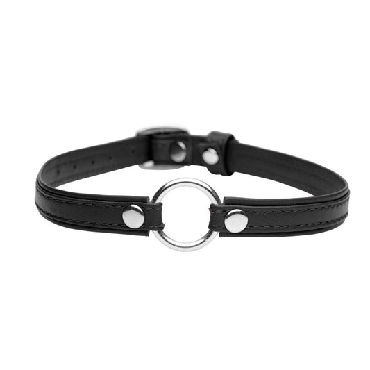 Master Series | Sex Pet Leather Choker with Silver Ring Black