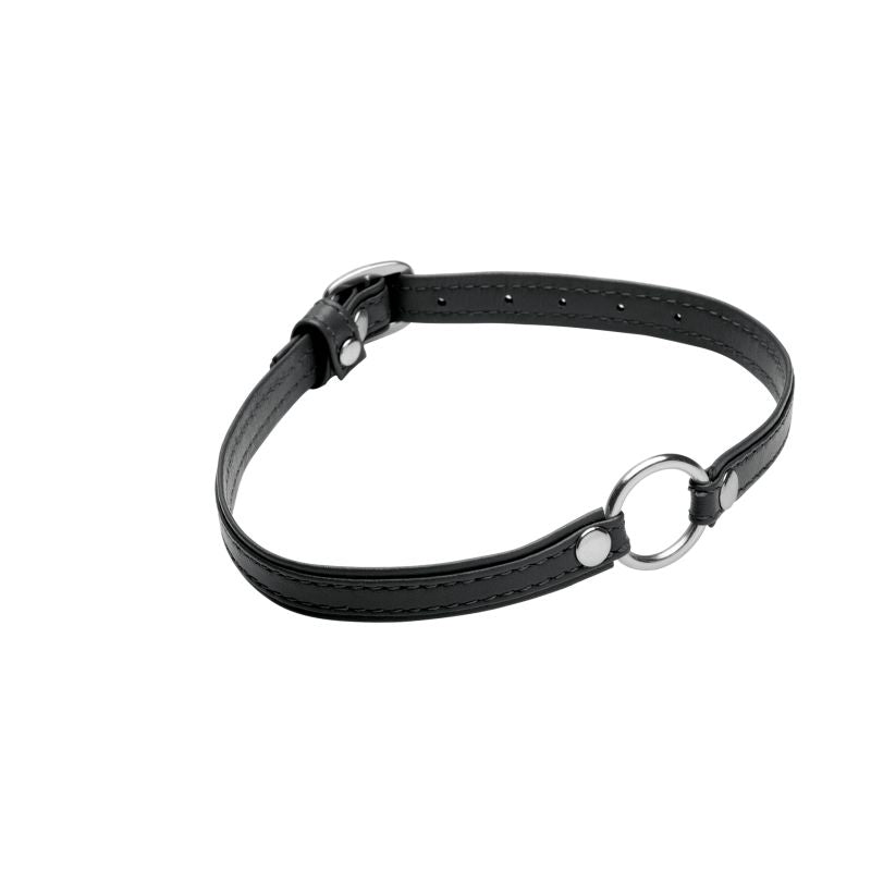 Master Series | Sex Pet Leather Choker with Silver Ring Black