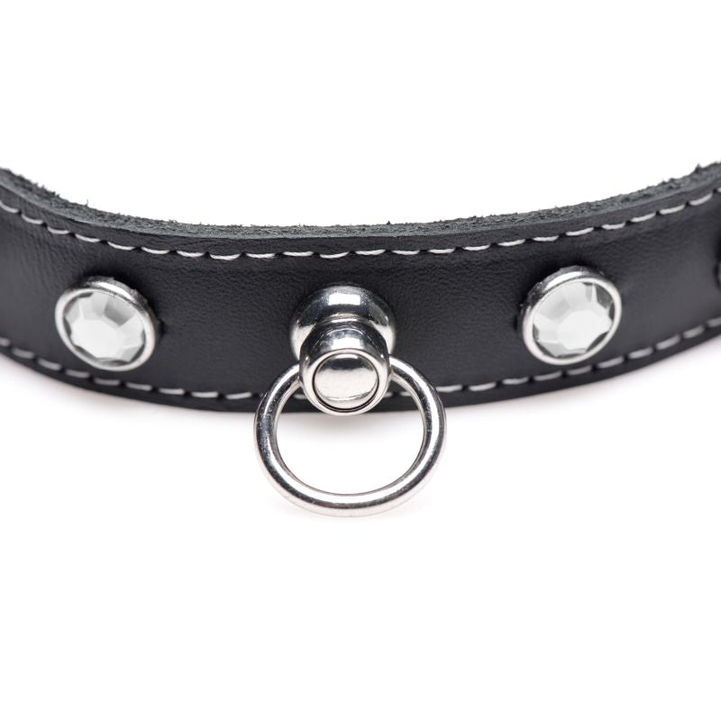 Master Series Bling Vixen Leather Choker w/ Clear Rhinestones