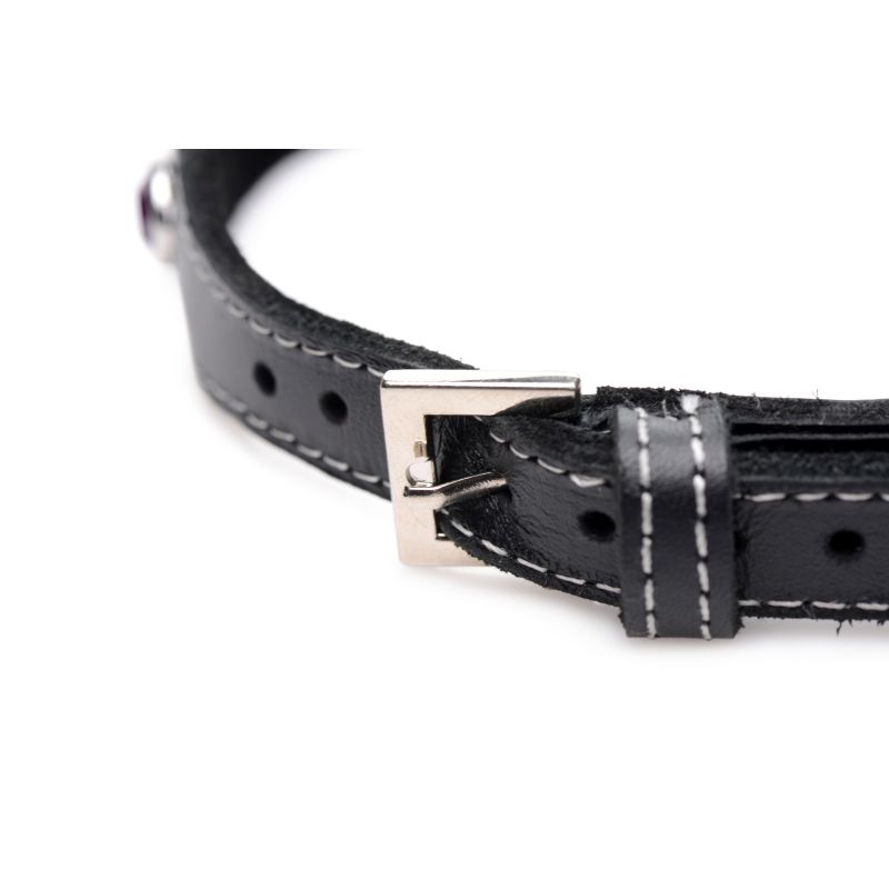 Master Series Bling Vixen Leather Choker w/ Red Rhinestones